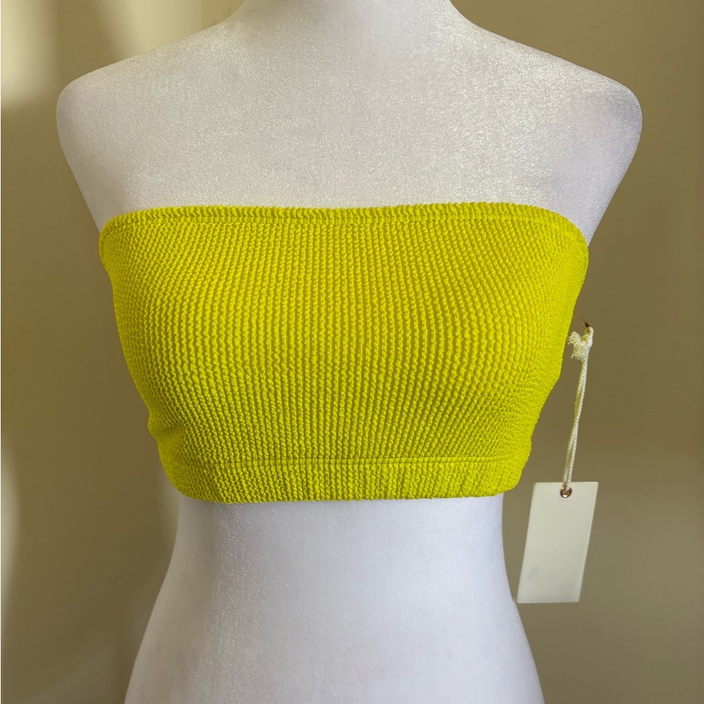 Good American Neon Yellow Always Fits Better Band Bandeau Bikini Top Size L XL - Picture 3 of 10